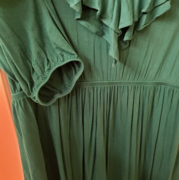 Teal Ruffle V-Neck Lane Bryant Dress Size 14/16 - Picture 3 of 4